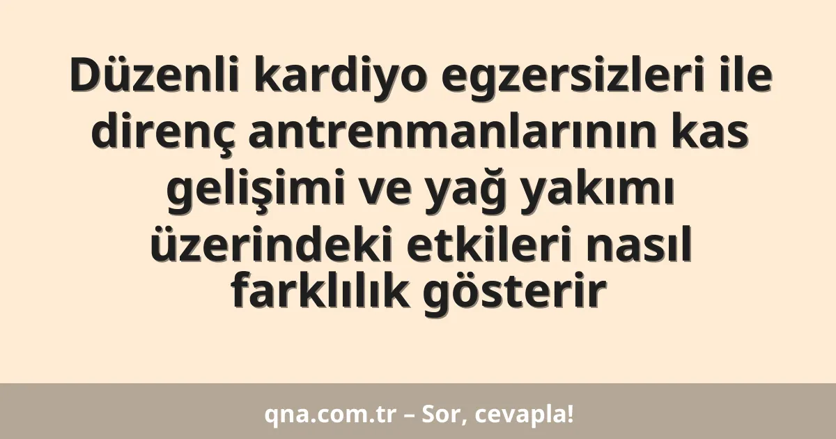 Düzenli kardiyo egzersizleri ile direnç antrenmanlarının kas gelişimi ve yağ yakımı üzerindeki etkileri nasıl farklılık gösterir