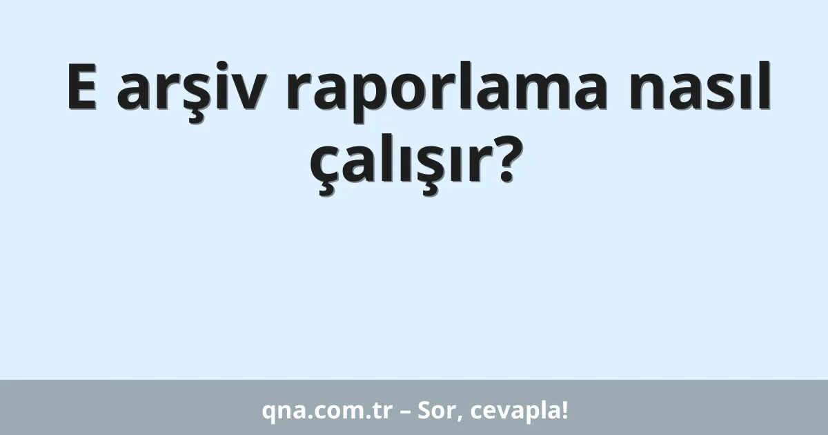 E arşiv raporlama nasıl çalışır?