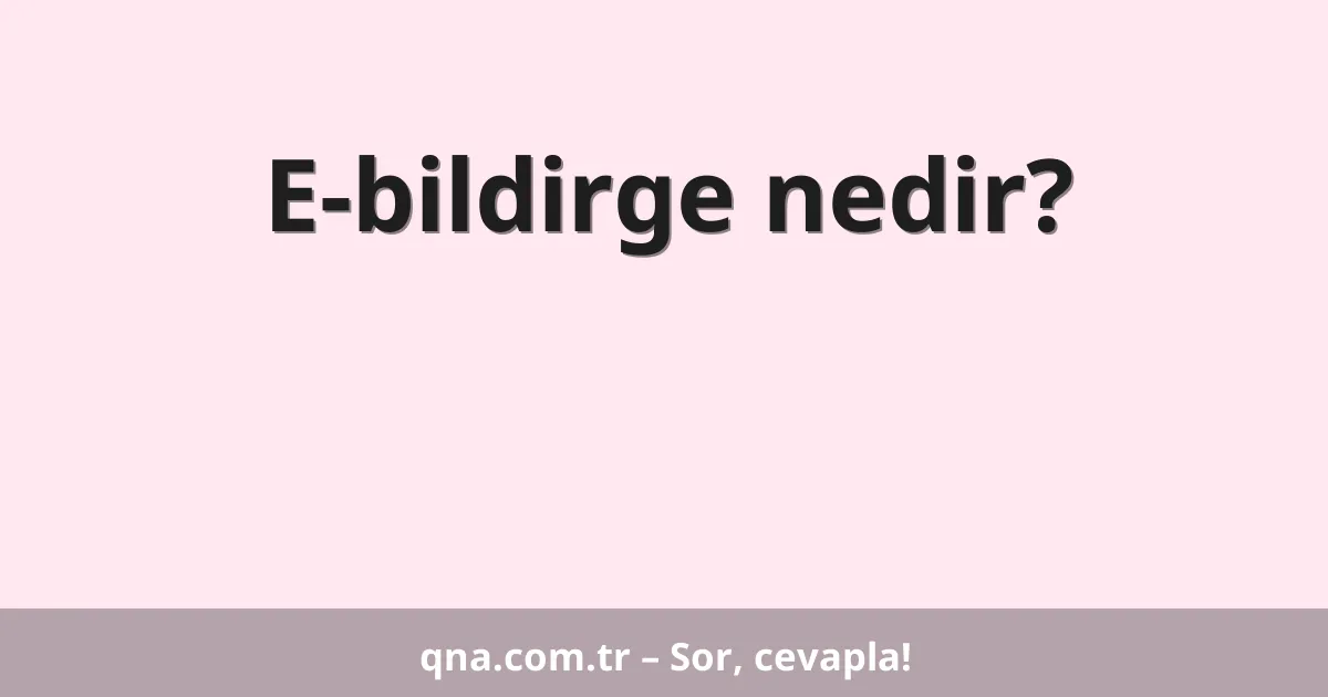 E-bildirge nedir?