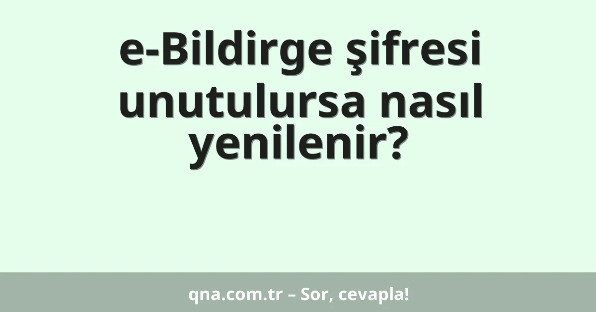 e-Bildirge şifresi unutulursa nasıl yenilenir?