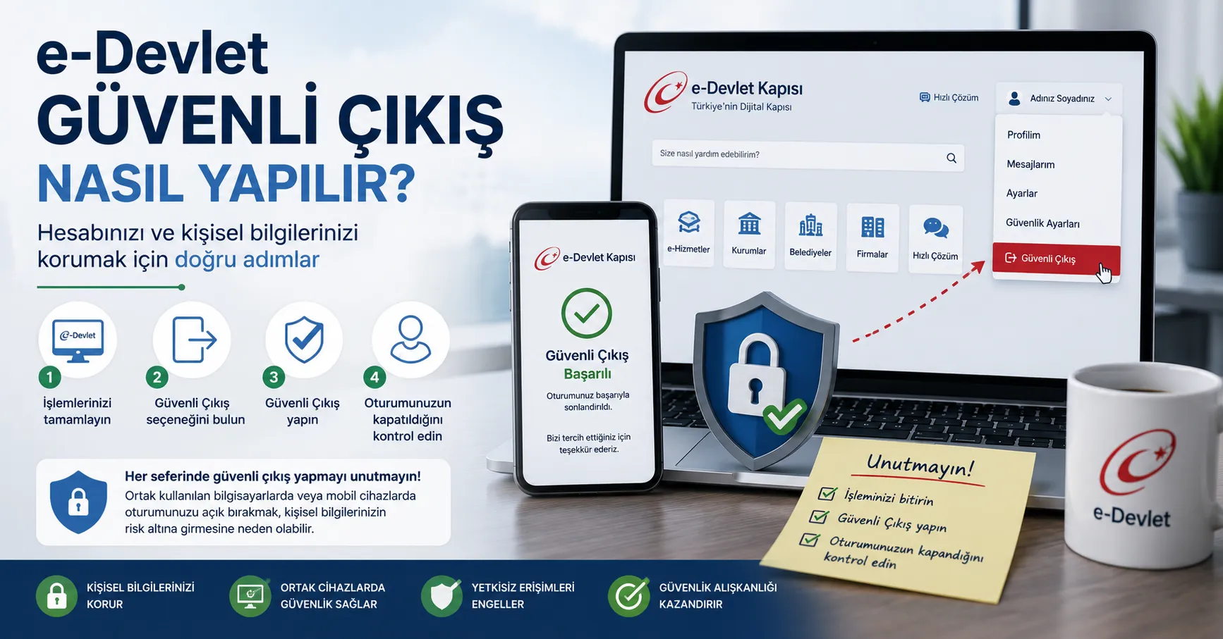 E-Devlet güvenli çıkış nasıl yapılır?
