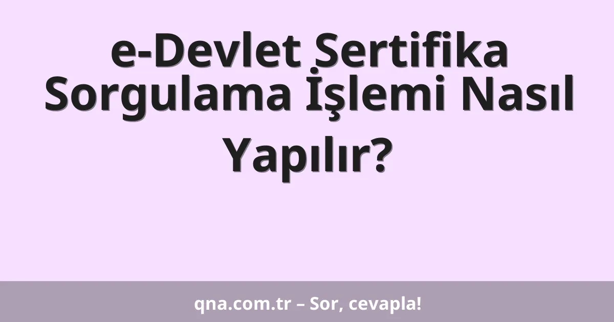 e-Devlet Sertifika Sorgulama İşlemi Nasıl Yapılır?