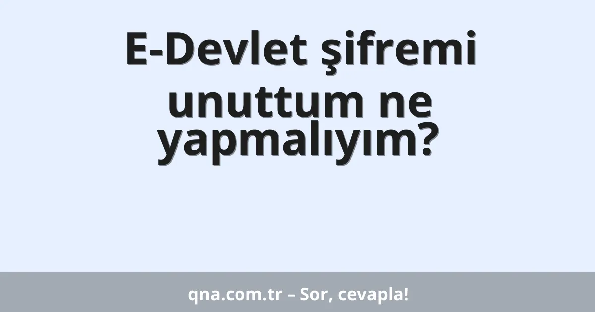 E-Devlet şifremi unuttum ne yapmalıyım?
