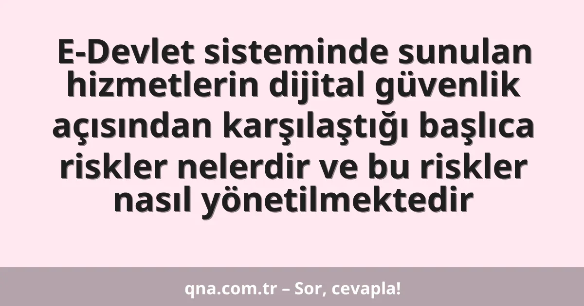E-Devlet sisteminde sunulan hizmetlerin dijital güvenlik açısından karşılaştığı başlıca riskler nelerdir ve bu riskler nasıl yönetilmektedir