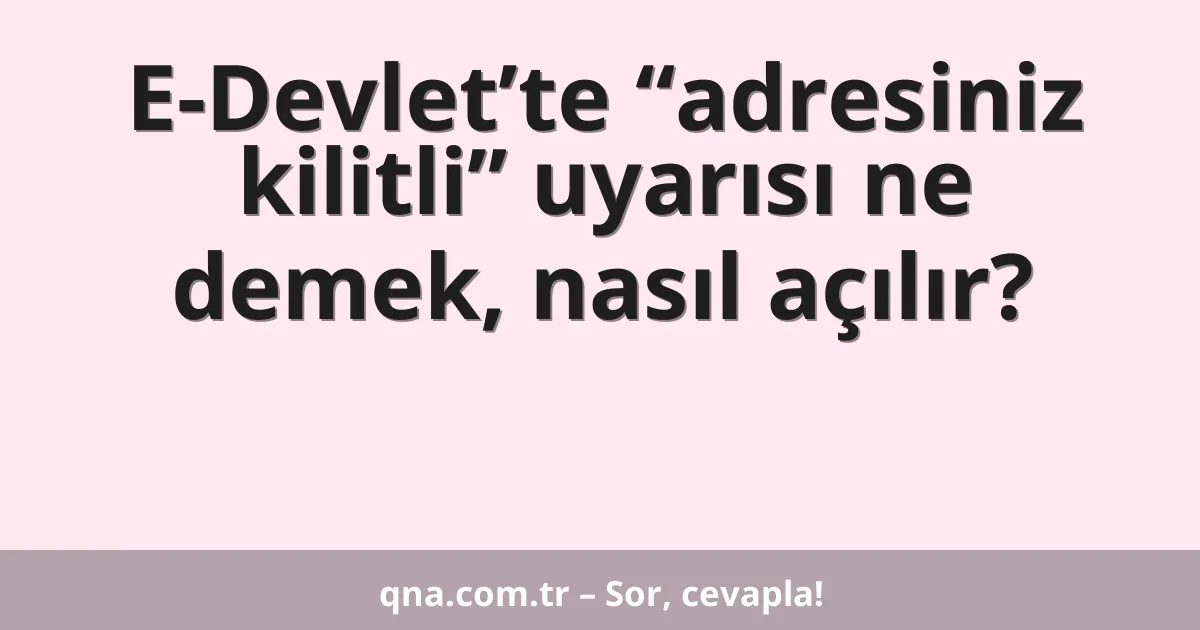 E-Devlet’te “adresiniz kilitli” uyarısı ne demek, nasıl açılır?