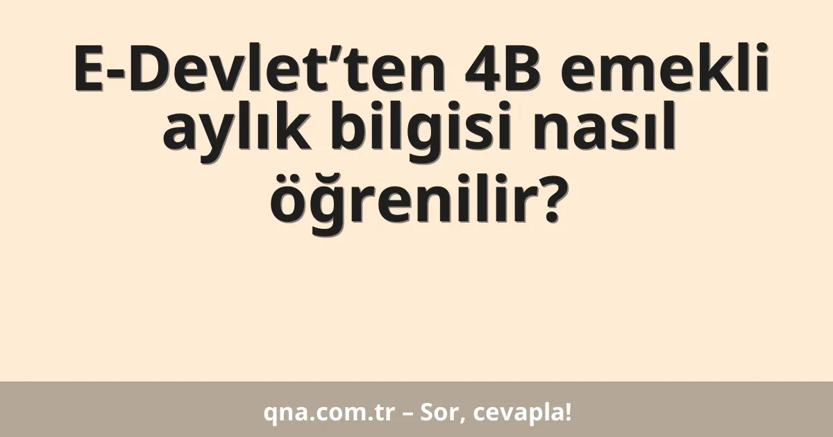 E-Devlet’ten 4B emekli aylık bilgisi nasıl öğrenilir?