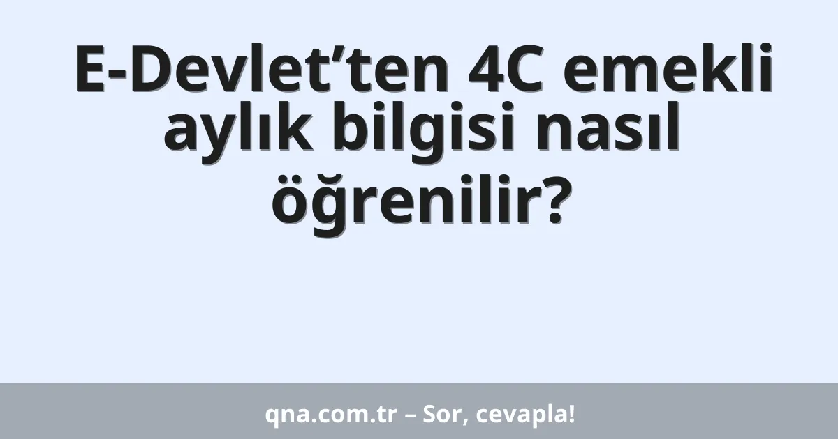 E-Devlet’ten 4C emekli aylık bilgisi nasıl öğrenilir?