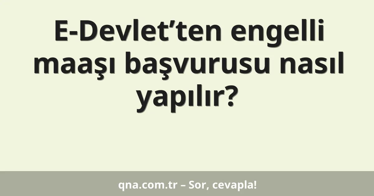 E-Devlet’ten engelli maaşı başvurusu nasıl yapılır?