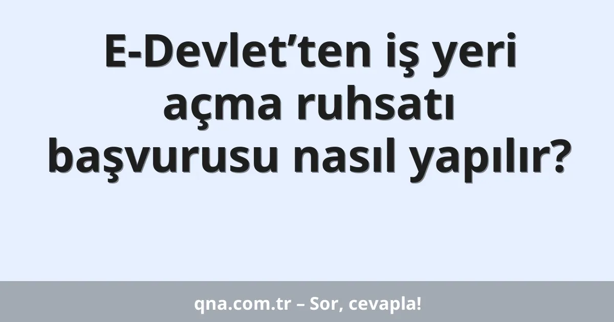 E-Devlet’ten iş yeri açma ruhsatı başvurusu nasıl yapılır?