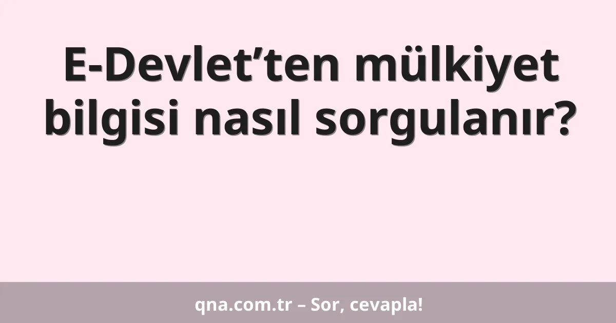E-Devlet’ten mülkiyet bilgisi nasıl sorgulanır?