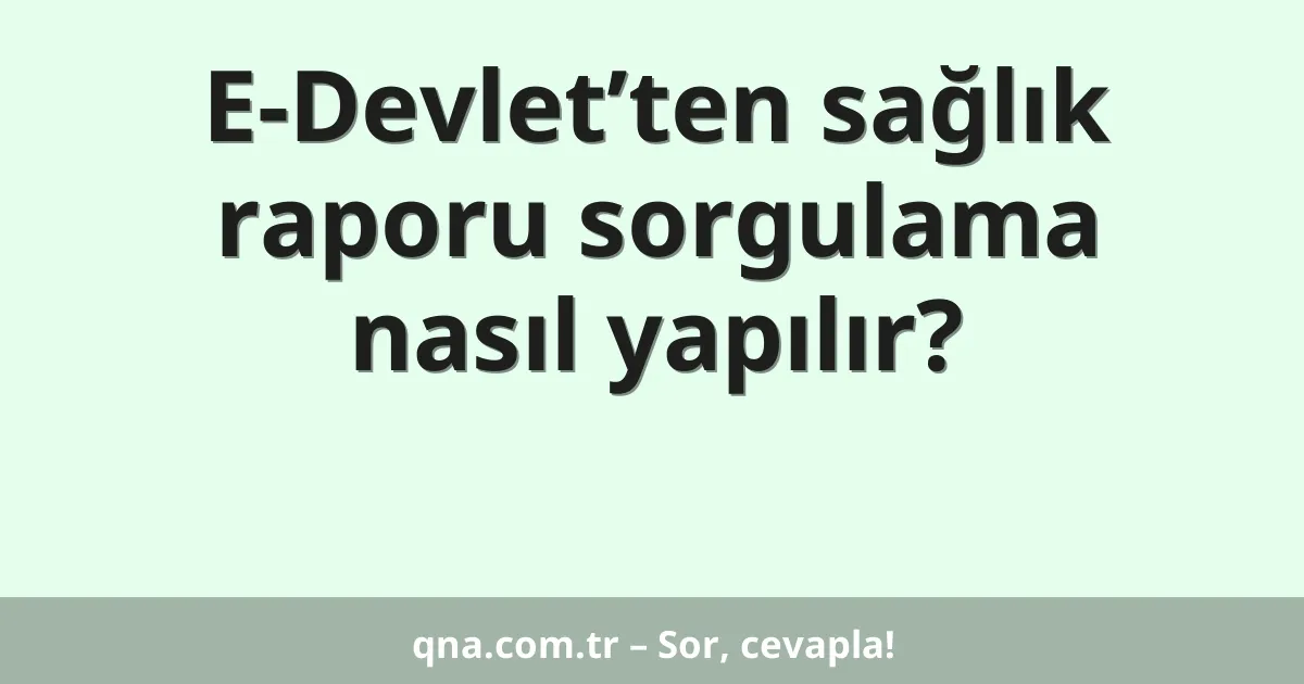 E-Devlet’ten sağlık raporu sorgulama nasıl yapılır?