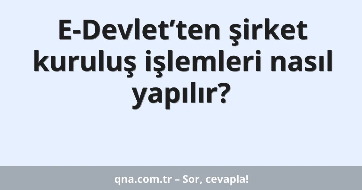 E-Devlet’ten şirket kuruluş işlemleri nasıl yapılır?