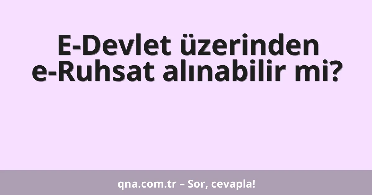 E-Devlet üzerinden e-Ruhsat alınabilir mi?