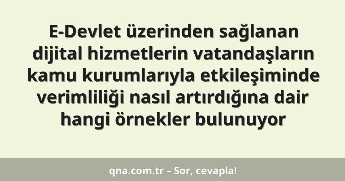 E-Devlet üzerinden sağlanan dijital hizmetlerin vatandaşların kamu kurumlarıyla etkileşiminde verimliliği nasıl artırdığına dair hangi örnekler bulunuyor
