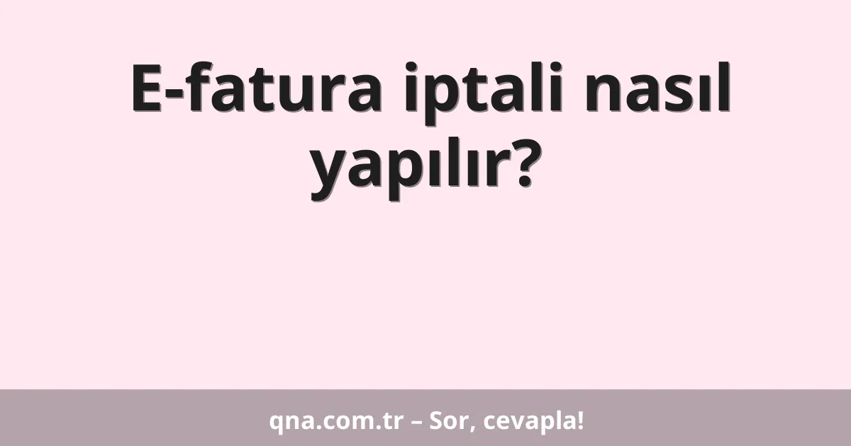 E-fatura iptali nasıl yapılır?