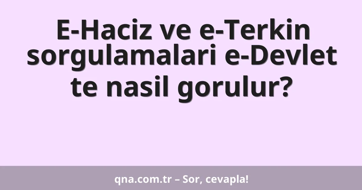 E-Haciz ve e-Terkin sorgulamalari e-Devlet te nasil gorulur?