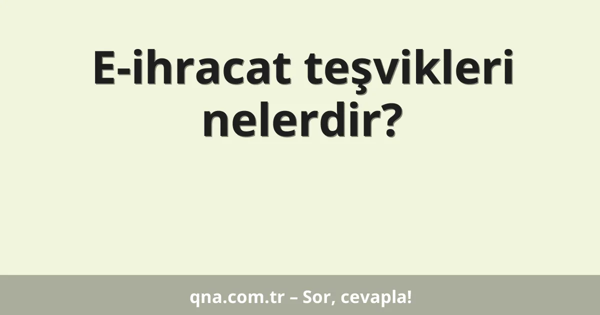 E-ihracat teşvikleri nelerdir?