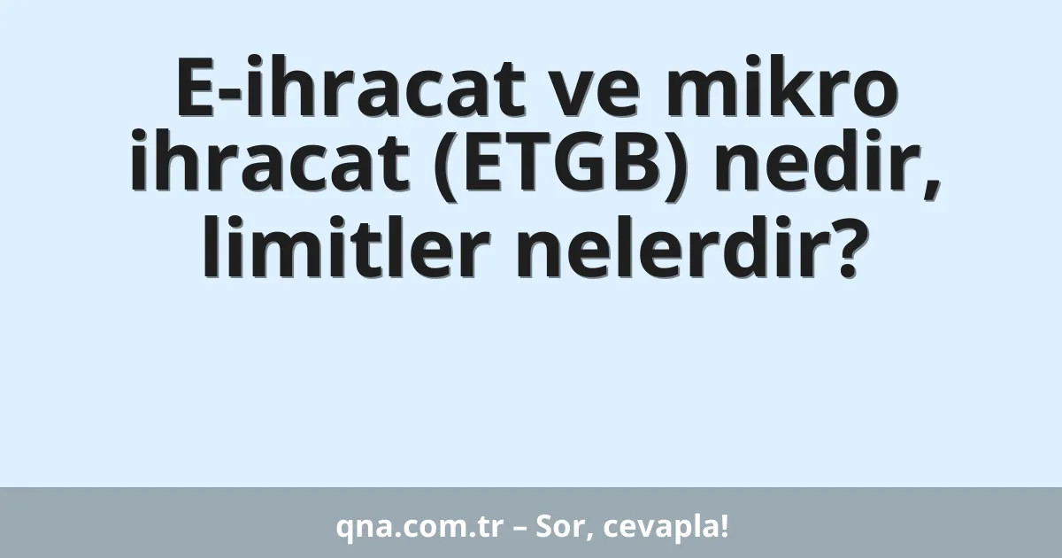 E-ihracat ve mikro ihracat (ETGB) nedir, limitler nelerdir?