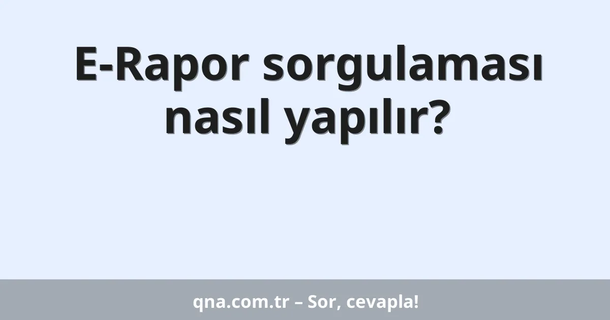 E-Rapor sorgulaması nasıl yapılır?