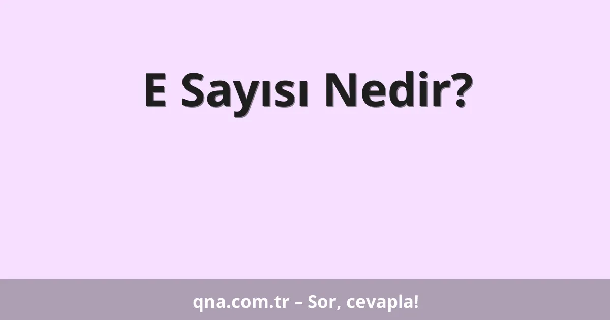 E Sayısı Nedir?