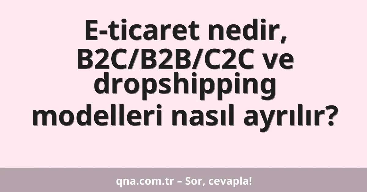 E-ticaret nedir, B2C/B2B/C2C ve dropshipping modelleri nasıl ayrılır?