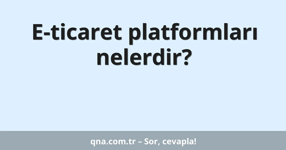 E-ticaret platformları nelerdir?