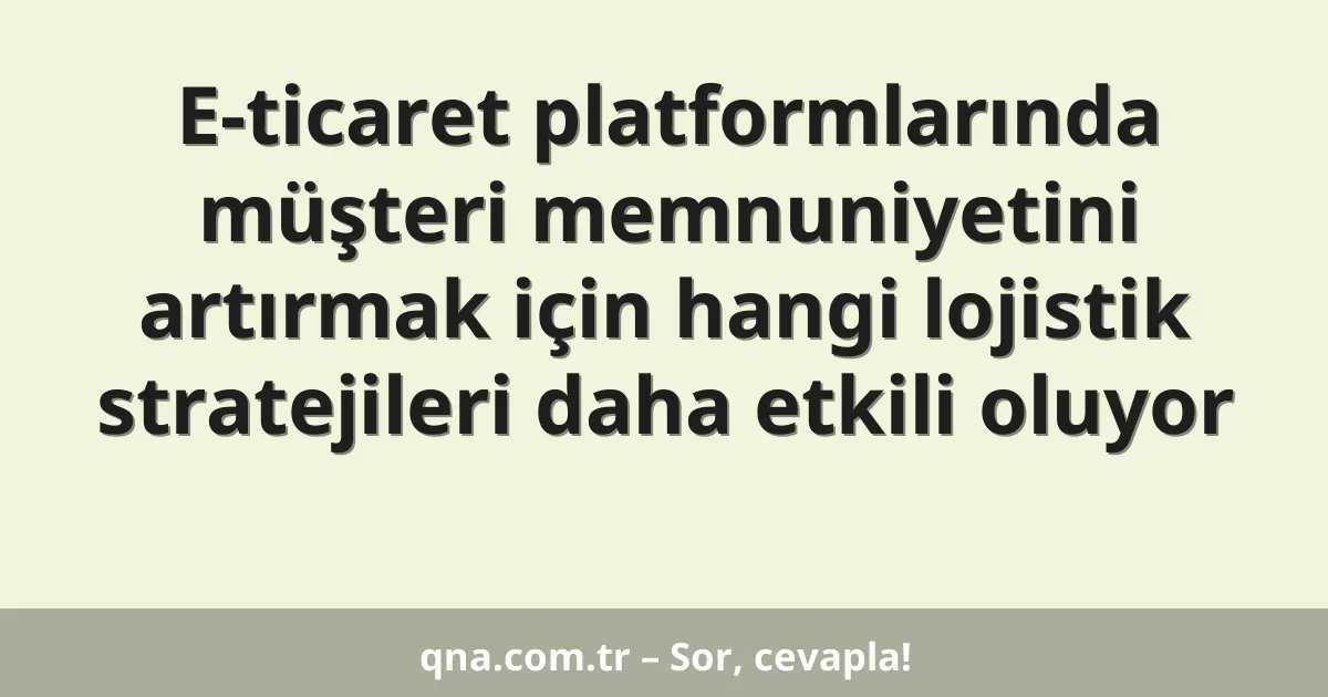 E-ticaret platformlarında müşteri memnuniyetini artırmak için hangi lojistik stratejileri daha etkili oluyor