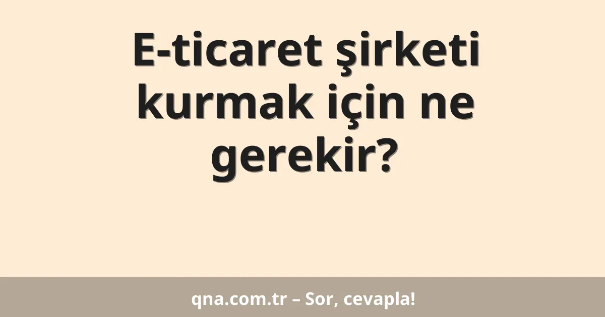 E-ticaret şirketi kurmak için ne gerekir?
