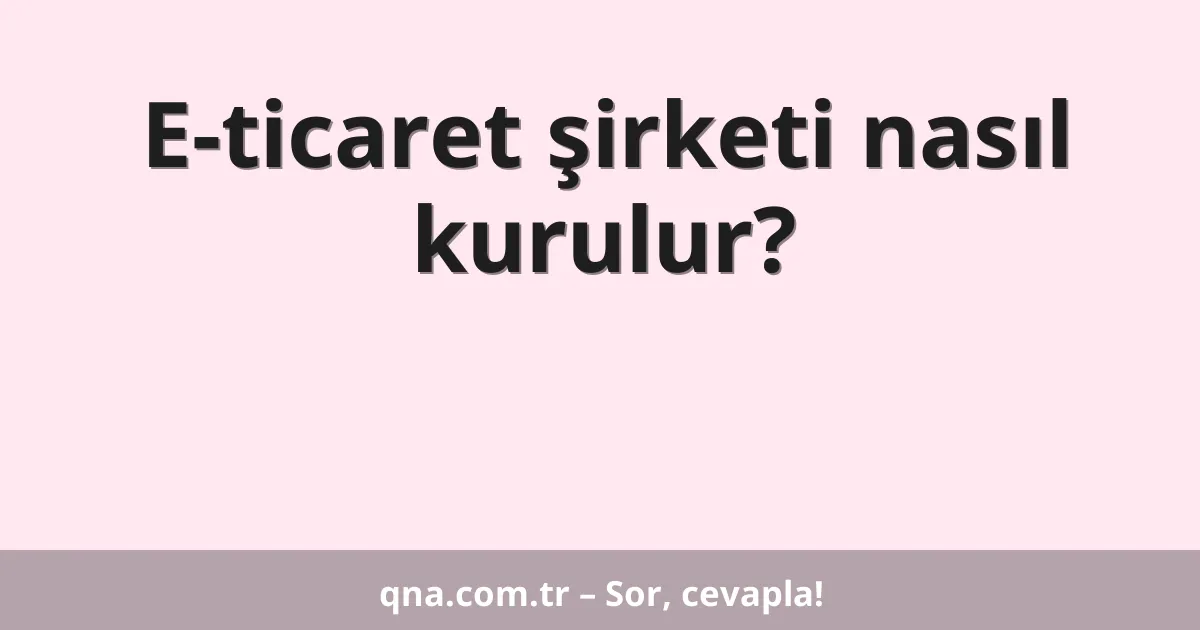 E-ticaret şirketi nasıl kurulur?