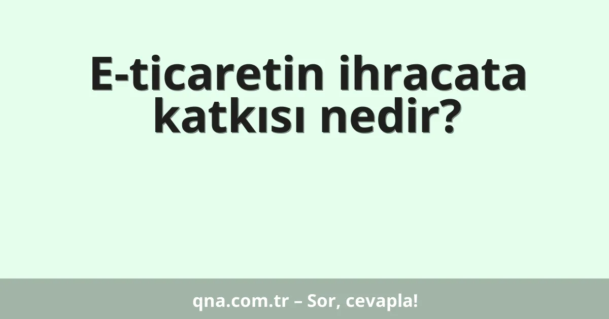E-ticaretin ihracata katkısı nedir?