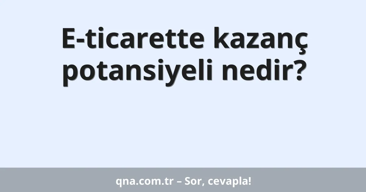 E-ticarette kazanç potansiyeli nedir?