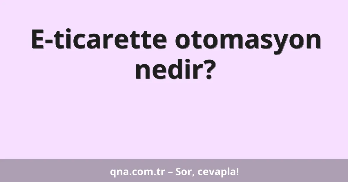 E-ticarette otomasyon nedir?