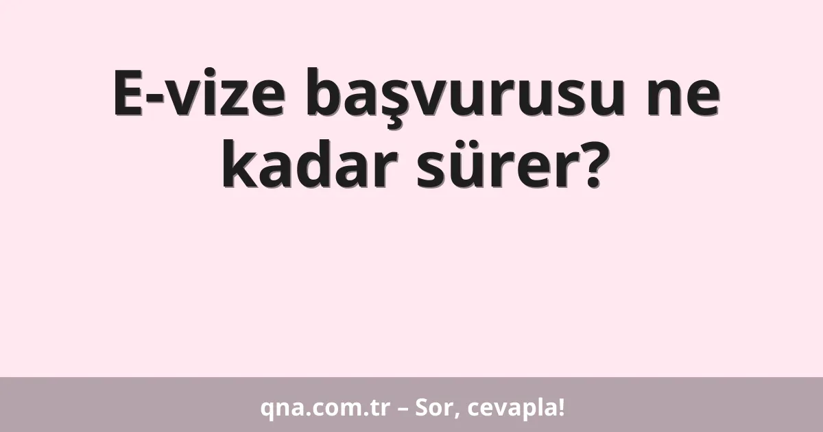 E-vize başvurusu ne kadar sürer?