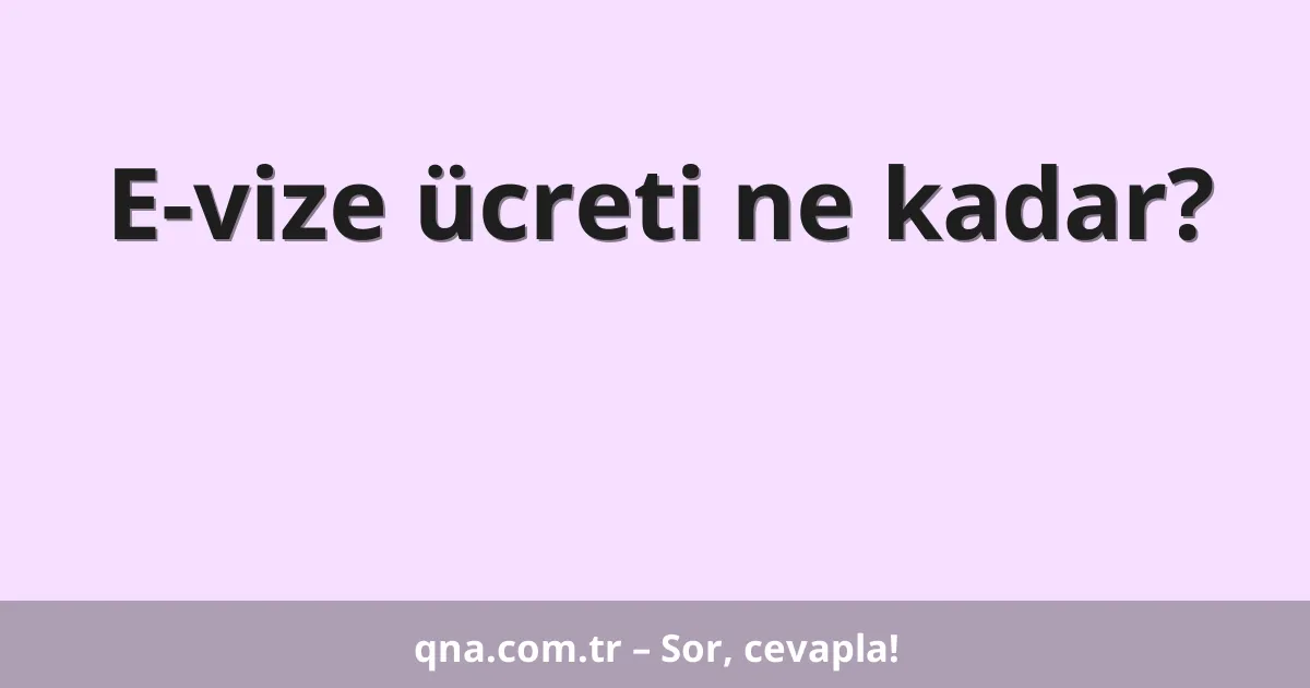 E-vize ücreti ne kadar?