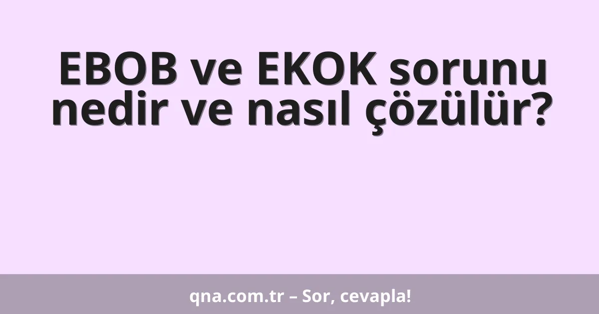 EBOB ve EKOK sorunu nedir ve nasıl çözülür?