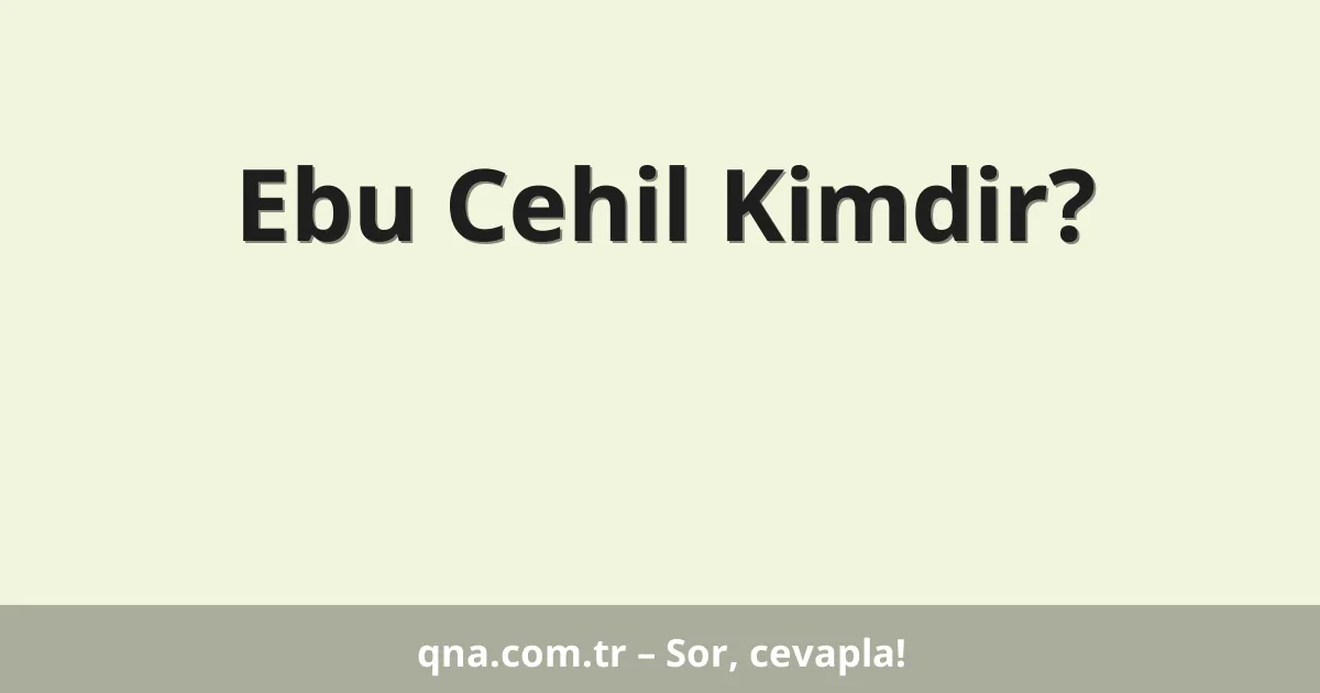 Ebu Cehil Kimdir?