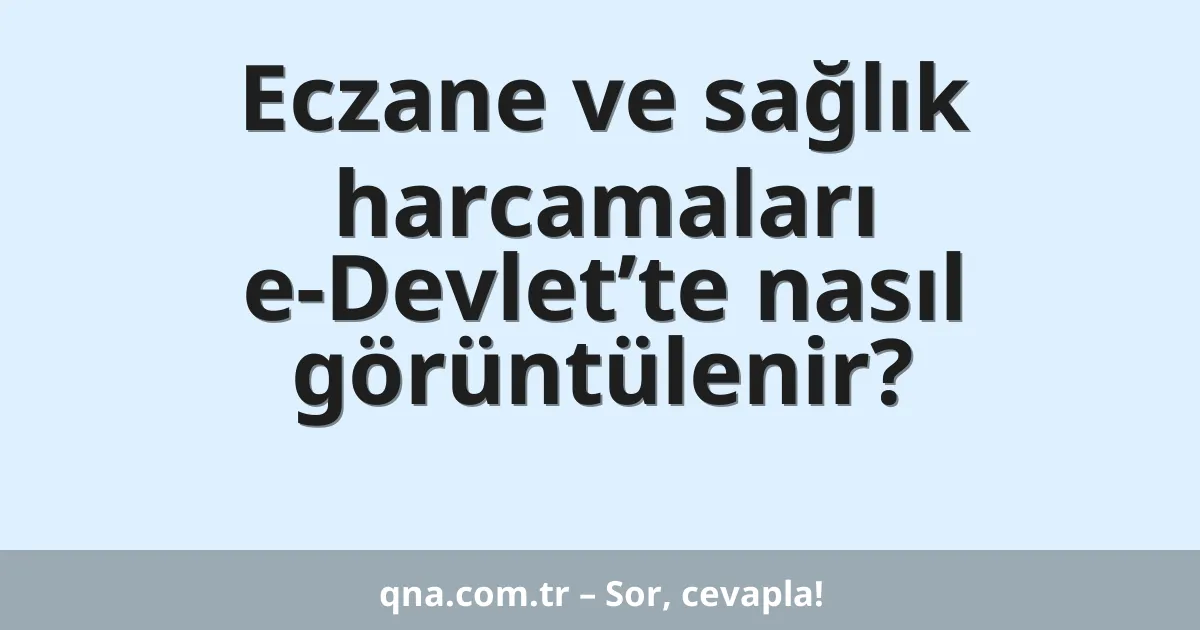 Eczane ve sağlık harcamaları e-Devlet’te nasıl görüntülenir?