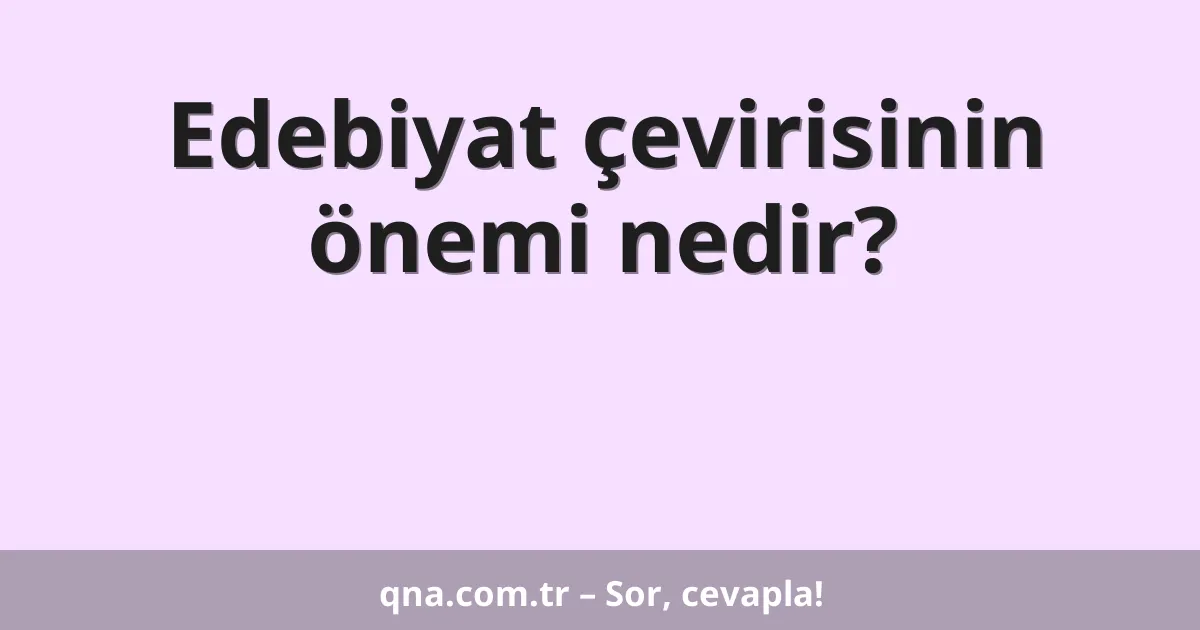 Edebiyat çevirisinin önemi nedir?