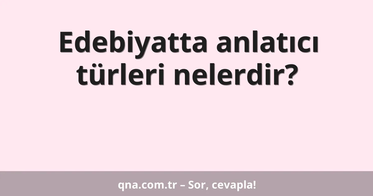 Edebiyatta anlatıcı türleri nelerdir?