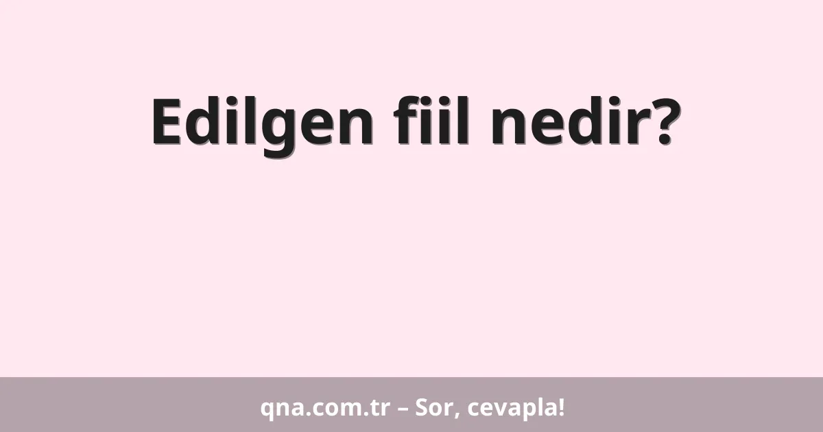 Edilgen fiil nedir?