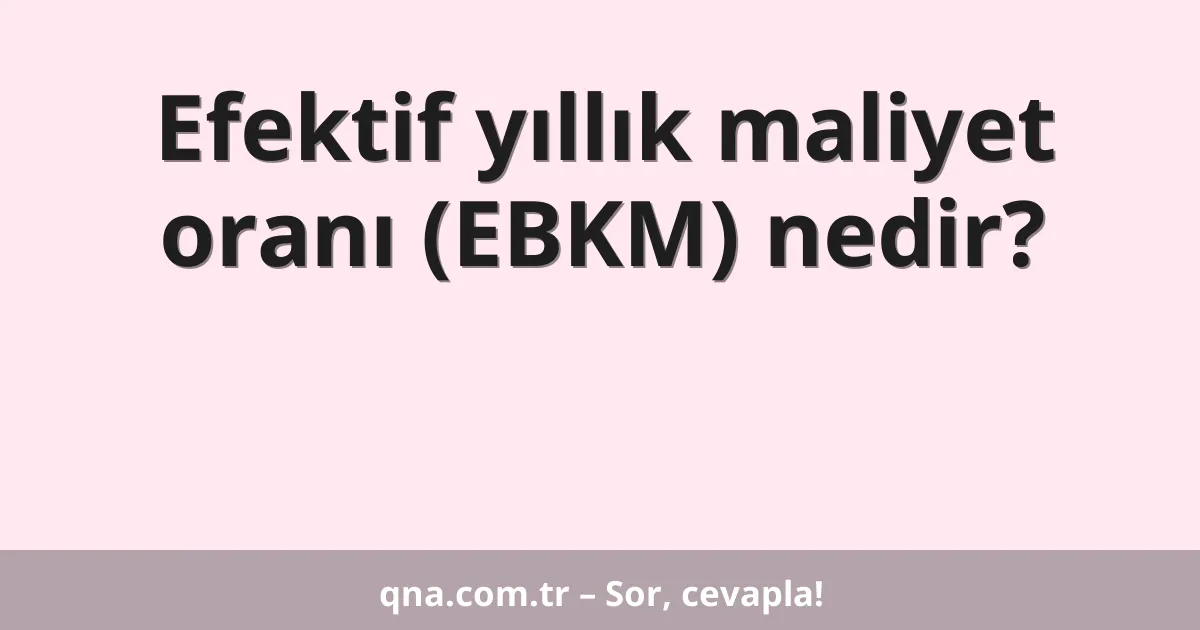 Efektif yıllık maliyet oranı (EBKM) nedir?