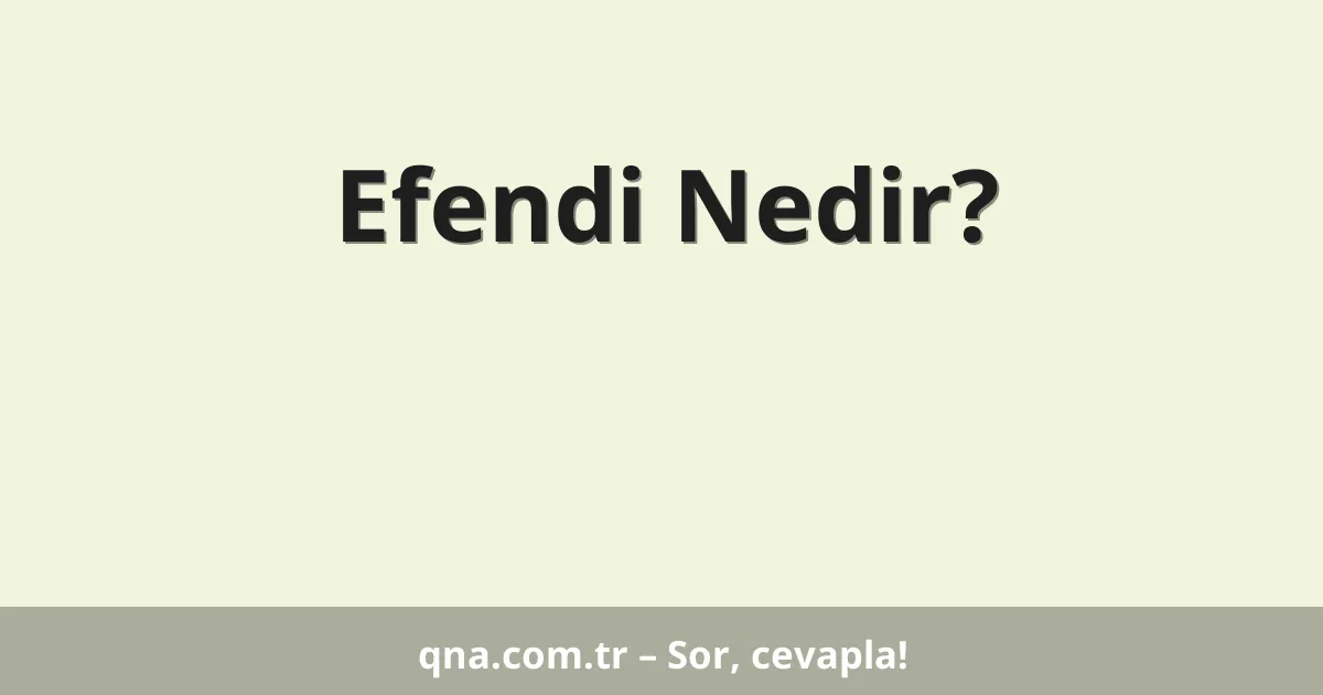 Efendi Nedir?