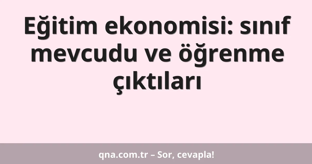 Eğitim ekonomisi: sınıf mevcudu ve öğrenme çıktıları