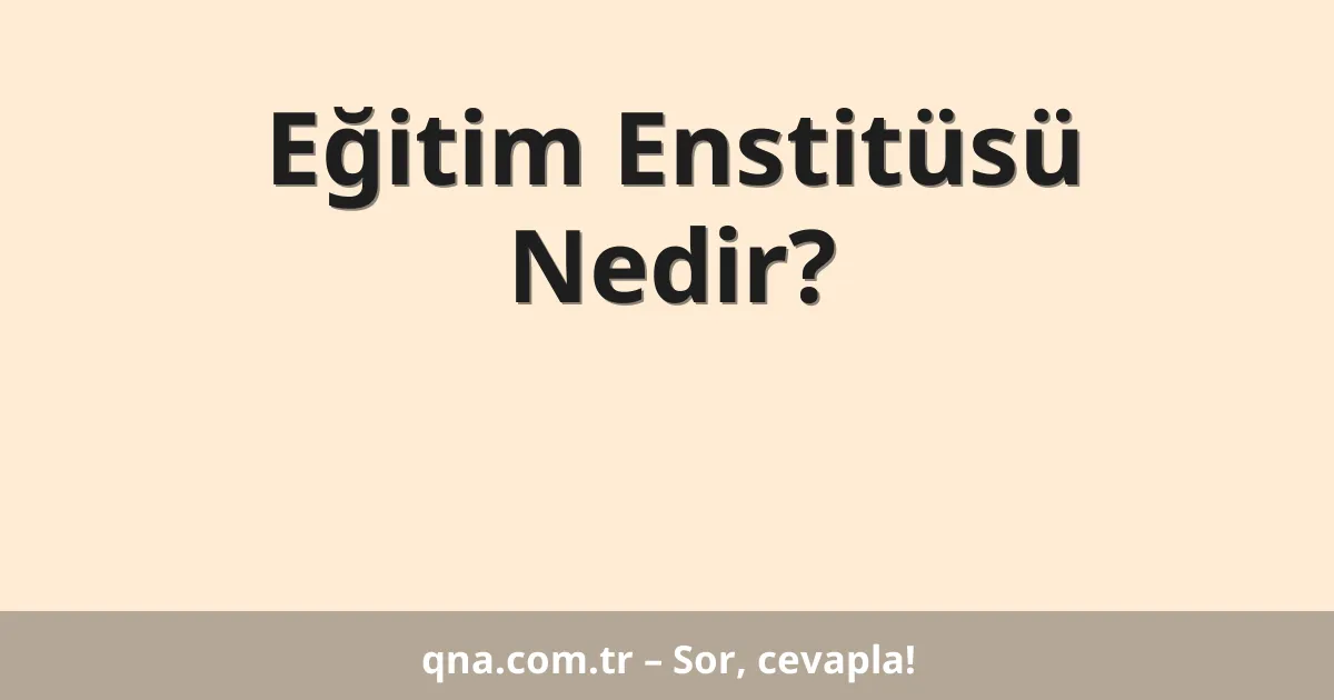 Eğitim Enstitüsü Nedir?