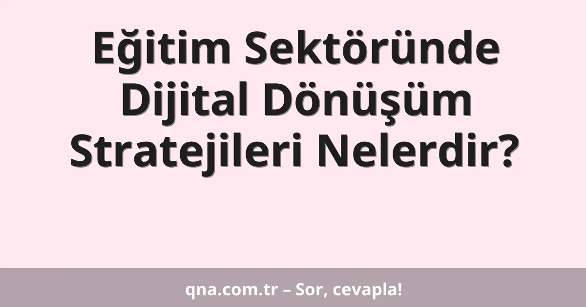 Eğitim Sektöründe Dijital Dönüşüm Stratejileri Nelerdir?