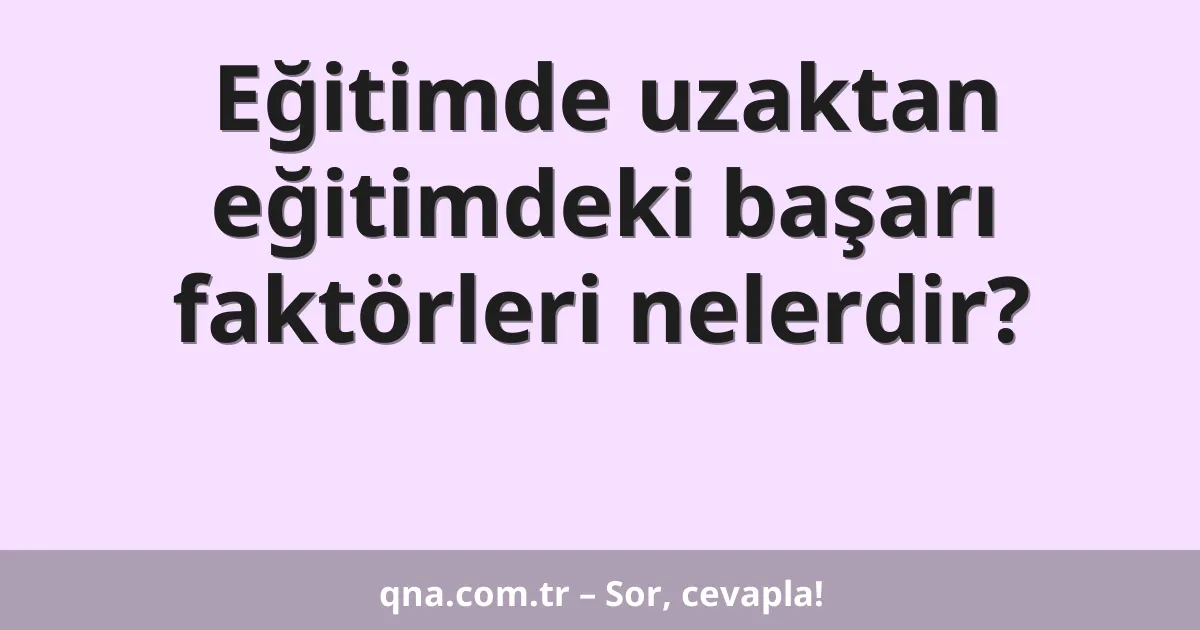 Eğitimde uzaktan eğitimdeki başarı faktörleri nelerdir?