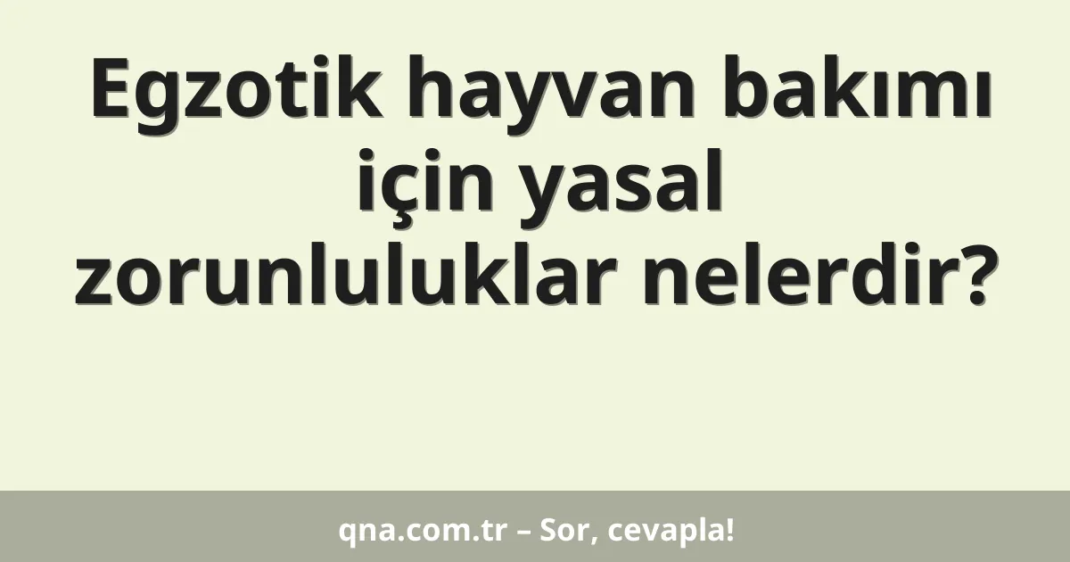 Egzotik hayvan bakımı için yasal zorunluluklar nelerdir?