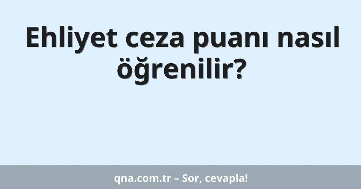 Ehliyet ceza puanı nasıl öğrenilir?