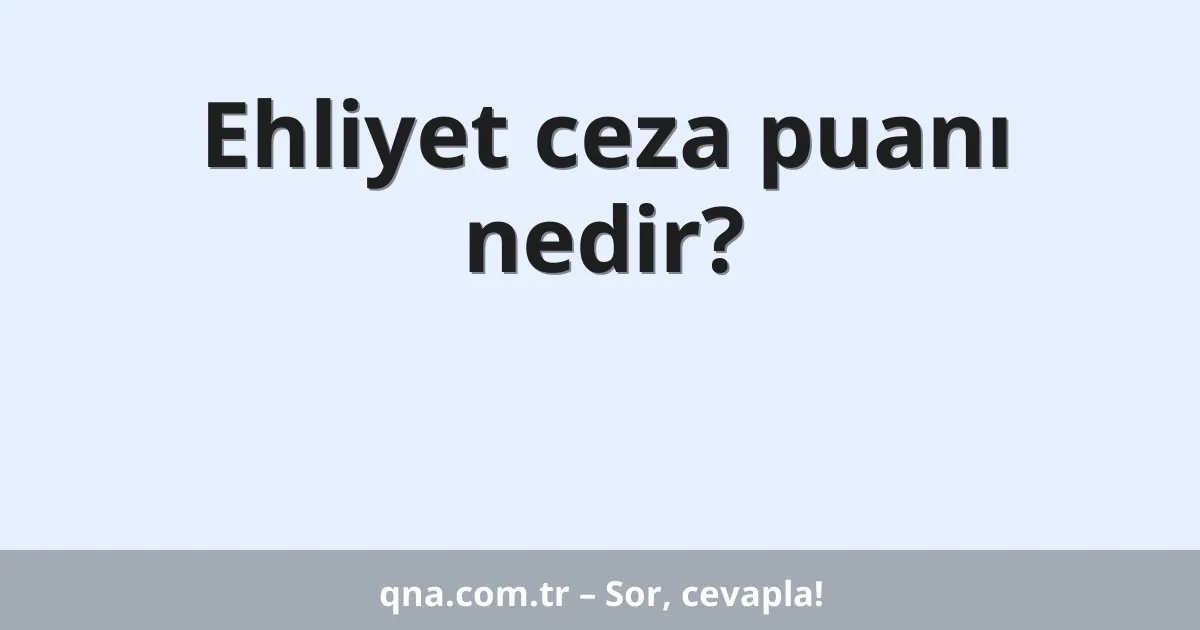 Ehliyet ceza puanı nedir?