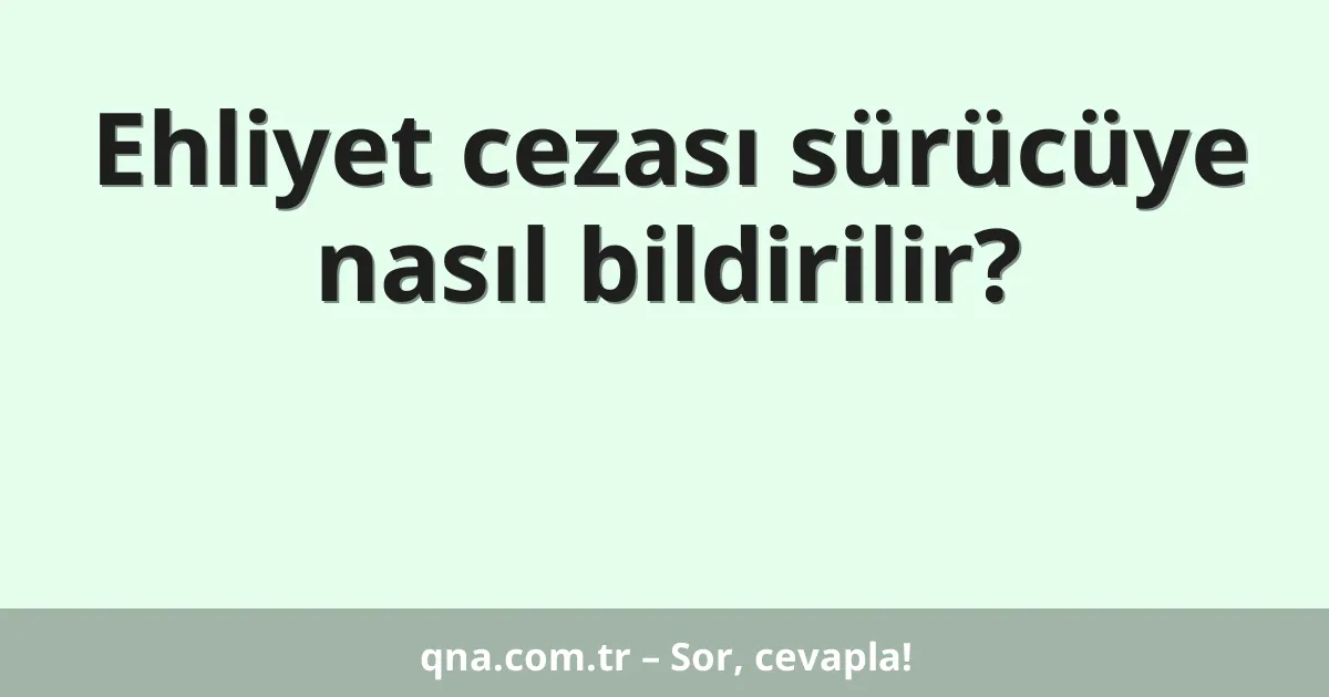 Ehliyet cezası sürücüye nasıl bildirilir?